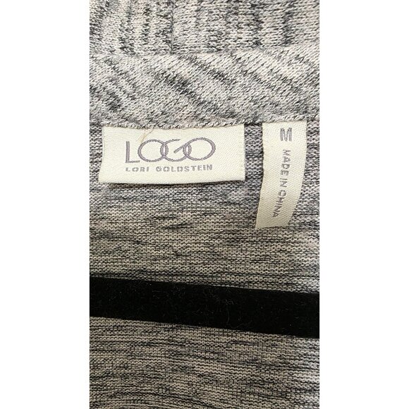 Logo by Lori Goldstein Women's Heather Gray Faux Suede Sleeve Cardigan Asymmetri - Picture 7 of 8